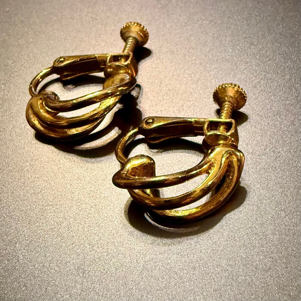 Vintage 1980s Napier Gold Plated Clip On Screw Back Earrings - Picture 5 of 7